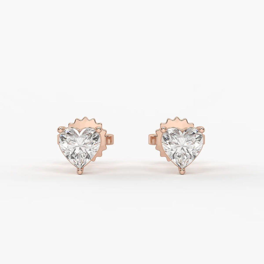 Avelune Heartfire Solitaire Studs