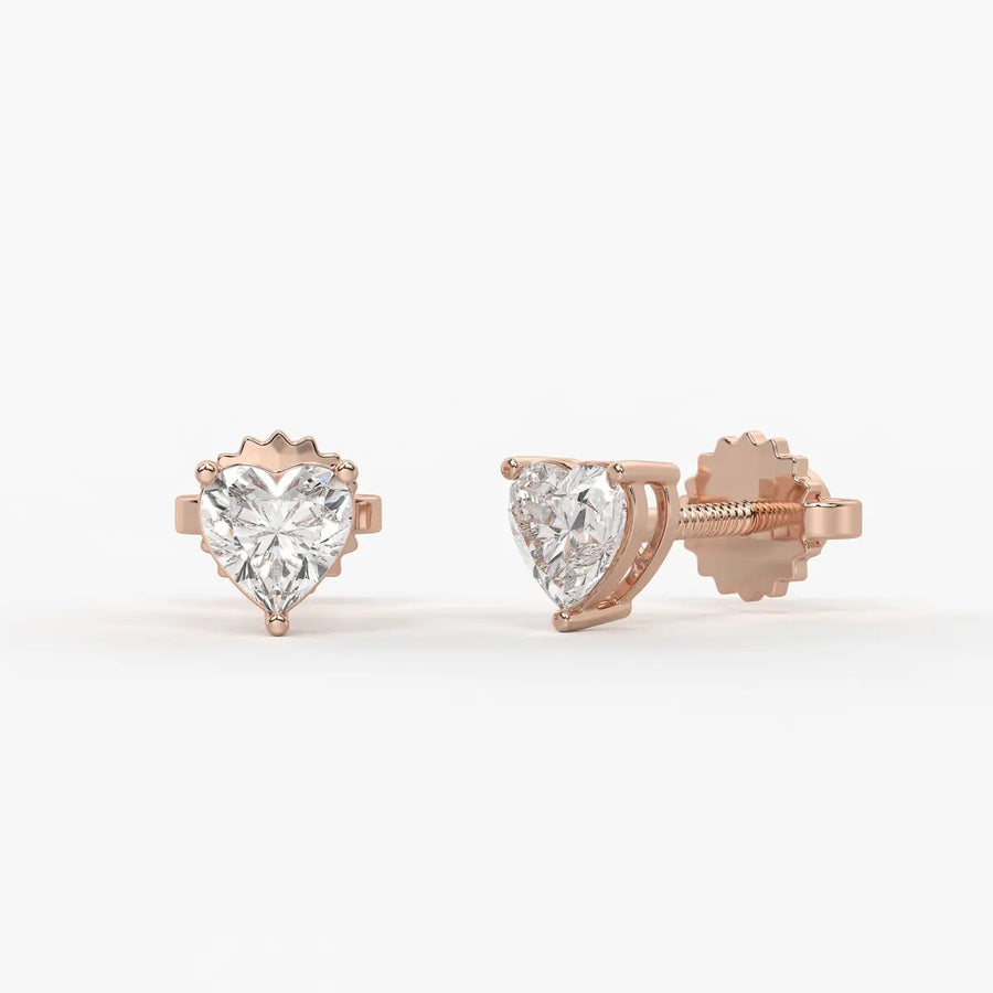 Avelune Heartfire Solitaire Studs